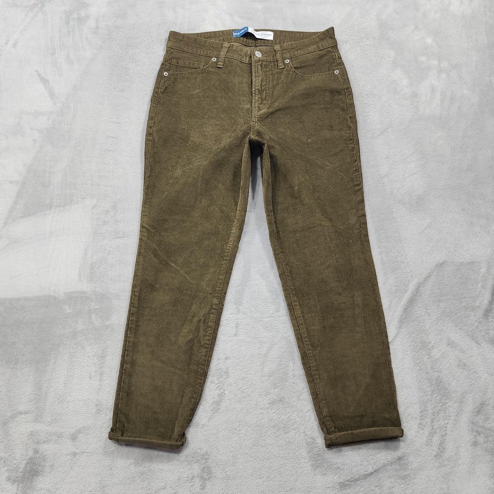 Old Navy Pants Womens 2P PETITE Brown Corduroy High Rise OG Straight Stretch